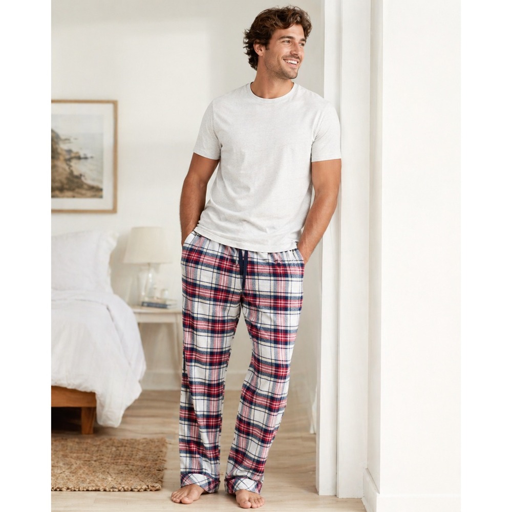 Gap X Pendleton Pajama Lounge Pants Large Red White Plaid 100% Cotton Drawstring